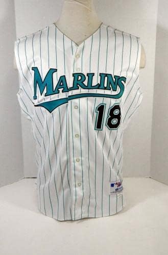 2000 Florida Marlins Mark Smith 18 Játék Kiadott Fehér Jersey Mellény 50 DP14183 - Játék Használt MLB Mezek