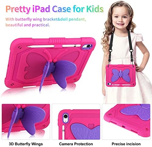az iPad 10 Generáció Esetben a Gyerekek, Lányok, iPad 10 2022 10.9 Esetben a Képernyő Védő vállpánt Pillangó Szárnyak Állni,