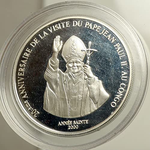 2000 2000 KONGÓ Oroszlán & POPE JOHN PAUL II Vintage Bizonyíték 10 Frankot Jó Hitelesített