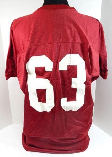 1997-ben a San Francisco 49ers 63 Játék Kiadott Piros Gyakorlat Jersey 60 728 - Aláíratlan NFL Játék Használt Mezek