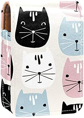 Smink Rúzs Esetében Kívül Aranyos Macskák Hordozható Rúzs Szervező A Tükör Női Mini Smink Táska Vesz Fel, Hogy 3 Rúzs