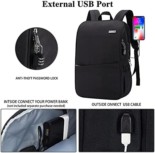MAXTOP Utazási Laptop Hátizsák Töltés USB Port Anti-Theft[Vízálló] Főiskolai Bookbag Illik 17 Hüvelykes Laptop