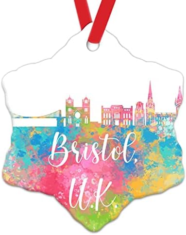 Egyesült Királyság Bristol Akvarell Művészeti Karácsonyi Díszek Egyesült Királyság Bristol Városkép Kerámia Díszek Lógó Medál