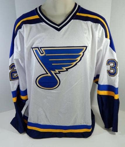 A St. Louis Blues Andrej Troschinsky 32 Játék Kiadott Fehér Jersey DP12329 - Játék Használt NHL-Mezek