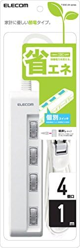 ELECOM Energiatakarékos elosztó az Egyes kapcsolók 4 Aljzat 1m [Fehér] T-E5C-2410WH (Japán Import)