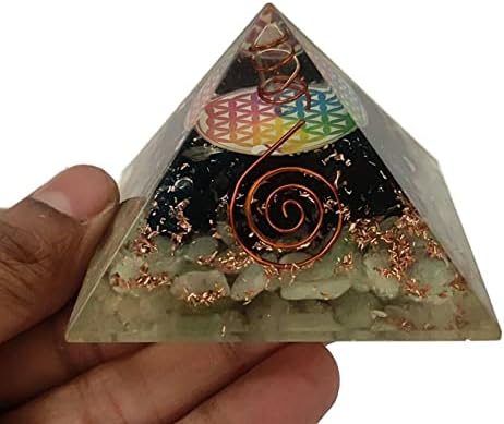 Sharvgun Orgonite Piramis Turmalin & Jade Kő Virág az Élet Orgon Piramis Negatív Energia Védelem 65-70 MM, Etra Nagy Piramis,