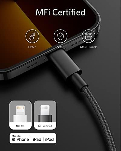Anker Új Nylon USB-C-Lightning Kábel [Mpi Hiteles, 6ft,Fekete] 717 USB-C Töltő (140W) iPhone 13 13 Pro 12 Pro Max 12 11 X