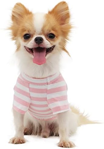 LOPHIPETS Légáteresztő Pamut Csíkos Kutya Póló T-Shirt a Kis Kutyák Chihuahua Kiskutya Ruhák Rózsaszín-Fehér Csíkok/M