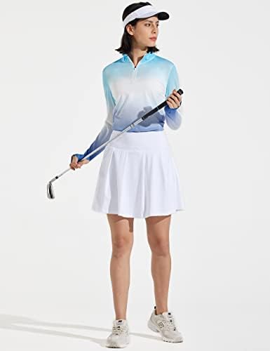 Libin Női Hosszú Ujjú Golf Pólók Fél Zip Edzés Ing Gyors Száraz UPF 50+ fényvédő Sportos Túrázás Maximum