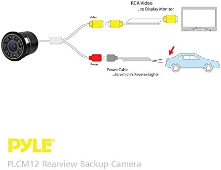 Pyle PLCM12 Visszapillantó Biztonsági Parkolás Segítő Kamera (Vízálló éjjellátó Kamera, Távolság Skála Vonal Kijelző, süllyeszthető)