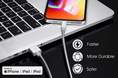 METZONIC Apple Mpi Hitelesített iPhone Töltő [2 Csomag 6.6 Méter] Fém Fonott Gyors Töltés USB-Kábel Nagy Sebességű Csatlakozó