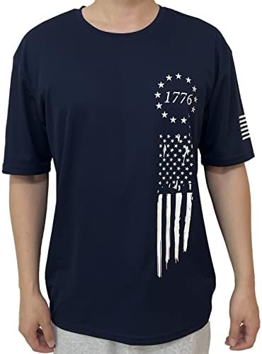 KUFORES Férfi 1776 Amerikai Hazafias Zászló Gyors Száraz, Rövid Ujjú T-Shirt