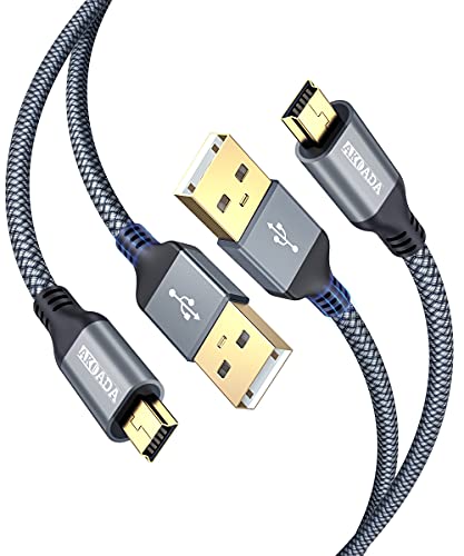 Mini USB Kábel [10FT 2 Csomag], Akoada az USB 2.0, A Típusú Mini B Kábel Fonott Töltő Kábel Kompatibilis a GoPro Hero 3+,
