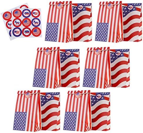 Zerodeko 12db Amerikai Zászló Mintás Ajándék Tasak, Nemzeti Nap Választási Cukorka Ajándék Táskák július 4-Parti kellékek