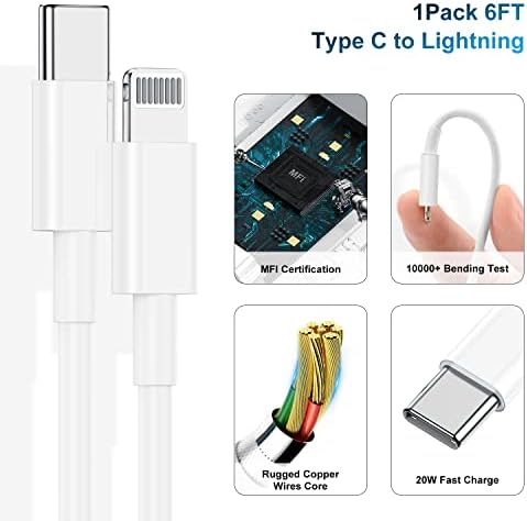 iPhone 12 13 Töltő [Apple Mpi Hitelesített], Apple Töltő Blokk 1 Készlet, 20W USB-C Gyorsan Fali Töltő Apple USB-C-Lightning