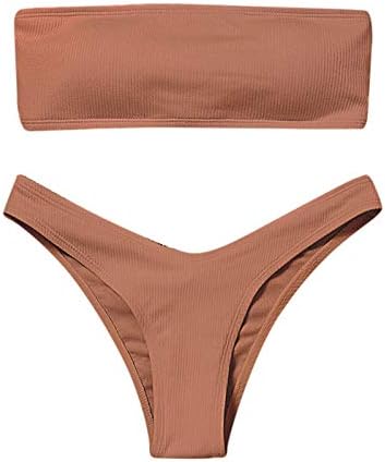 Hot6sl Bandeau Bikini Szett, 2 Darab pánt nélküli Bikini Beállítja, hogy a Nők Magas Vágás Fürdőruha Szexi fürdőruha