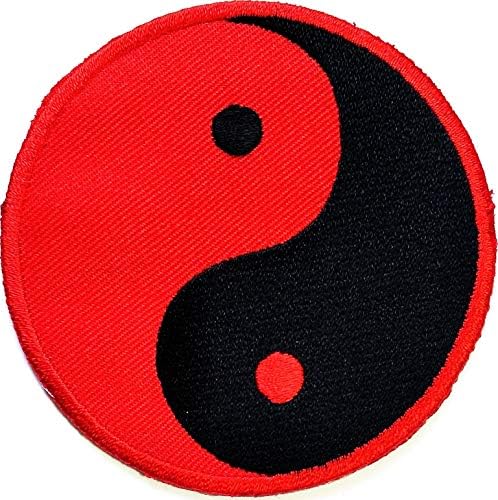 Umama Patch 3 Yin Yang Kínai Taoizmus Szimbólum Vasalót Varrni Applied Foltok Piros Fekete Yin Yang Hímzett Jelvény Javítás