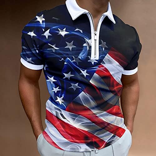 RUIRUILICO Férfi USA Zászló, Póló Hazafias július 4 póló 2023 Nyári Alkalmi 3D-s Nyomatok Rövid Ujjú Golf Polos