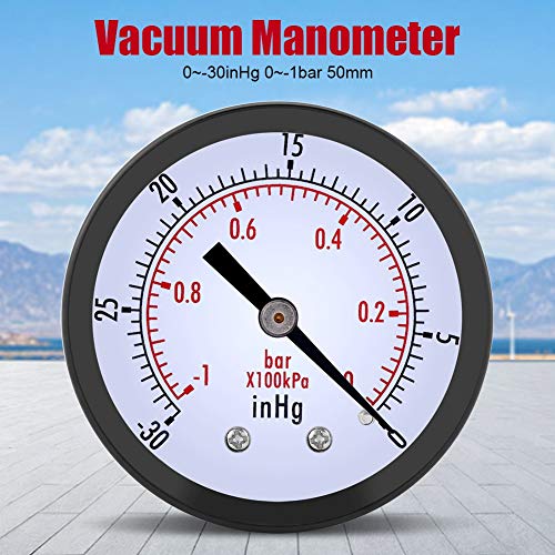 Manométer, Levegő nyomásmérő 0-tól, hogy 30inHg 0-1bar 50 mm-es Fém Mini Tárcsa Levegő nyomásmérő Nyomásmérő, Víz, Olaj,