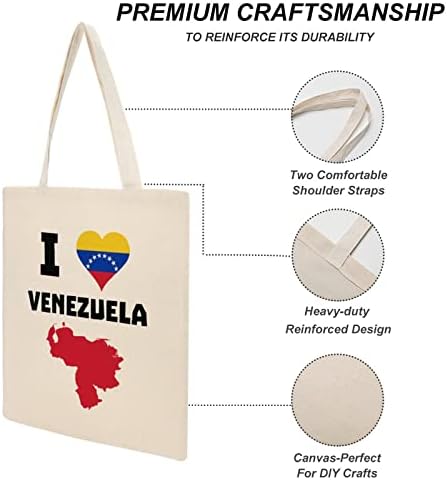Imádom Venezuela Vászon Táska Újrahasználható műanyag szatyor Bevásárló Táska, fogantyúval a Férfiak a Nők 38x41cm