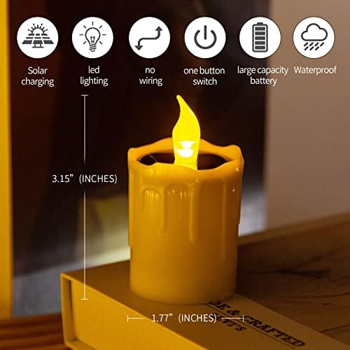 Napenergia Gyertya világít ,Flameless Gyertya világít,Napenergia Újratölthető Tea Viasz lámpa,6 flameless Gyertya Fény, Alkalmas