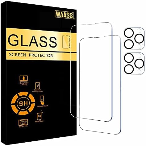 WAASS [2 Csomag képernyővédő fólia iPhone 13 [6.1 colos Display] 2 Csomag Edzett Üveg Kamera Lencséjét Védő, HD Tiszta