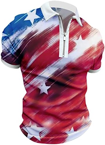 A férfiak Amerikai Zászlós Póló július 4-én Hazafias Klasszikus Pólókat Nyári Alkalmi, Rövid Ujjú Golf Sport Polos