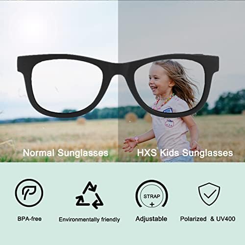 HXS 2 Csomag Kisgyermek Napszemüveg Polarizált a Szíj, a 0-24 Hónap/2-8 Éves Gyerekek, Lányok, Fiúk, Baba Szemüveg UV Védelem
