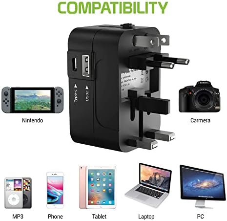Utazási USB Plus Nemzetközi Adapter Kompatibilis Casio Vezeték nélküli Casio G'zOne Kommandós 4G LTE Világszerte Teljesítmény,