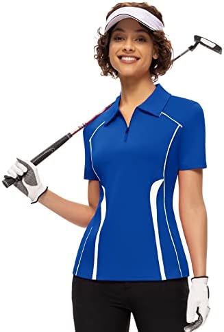 JACK SMITH Női Golf Pólók Rövid Ujjú, Könnyű Nedvesség Wicking Cipzár Tenisz Maximum Slim Fit Sportwear