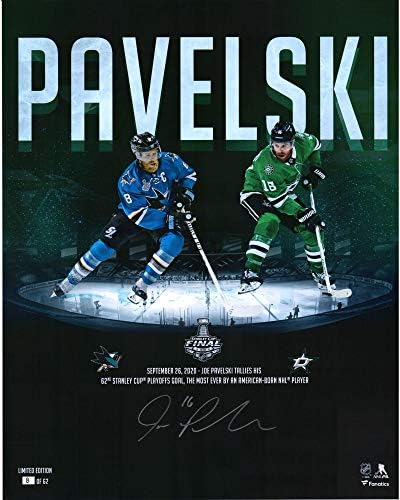 Joe Pavelski Dallas Stars Dedikált 16 x 20 Rájátszás Stilizált Fénykép - 8 Limitált Kiadás 62 - Dedikált NHL-Fotók