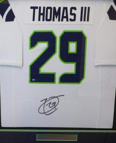 A Seattle Seahawks Earl Thomas Dedikált Keretezett Fehér Nike Jersey MCS Holo Raktáron 130325 - Dedikált NFL Mezeket
