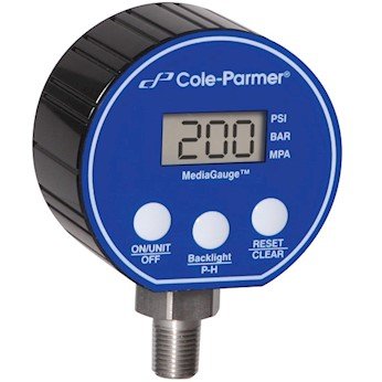Cole-Parmer Digitális nyomásmérő, 0-50 psi, 3 Átmérőjű, 1/4 NPT(M)