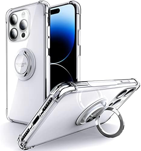Ezüsthátú iPhone 14 Pro Max Esetben Egyértelmű a Gyűrűt, Kitámasztó, Védő, Puha TPU Sokk -Elnyelő Lökhárító Ütésálló Telefon