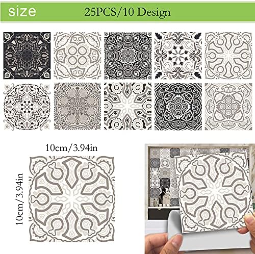 25 DB Marokkói Stílusú Mozaik Matrica, 4x4 Inch(10x10cm) Hagyományos DIY Falfestmények, Csempe Vízálló Olaj Bizonyíték Cserélhető