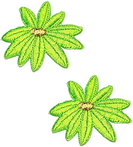 Kleenplus 2db. Mini Zöld Lotus Rajzfilm Gyerekeknek Vas a Foltok Virágok Divat-Stílus Hímzett Motívum Rátétes Díszítés Jelkép