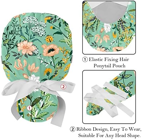 2 Csomag Női Dolgozó Kap a Gombok Szalaggal Kösd Hátra a Művészet a Virágok Hosszú Haj Kiterjed