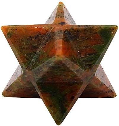 HARMONIZÁLJA a Lelki Unakite Kő 8 Pont Szent Merkaba Csillag Reiki Gyógyító Kő