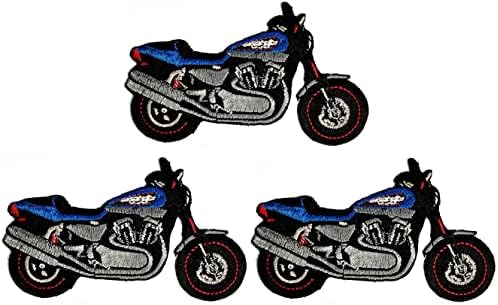 Kleenplus 3pcs. Kék Motorkerékpár Varrni Vas a Hímzett Foltok Rajzfilm Autóverseny Játék Járművek Matrica Kézműves Projektek