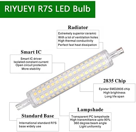 Izzó R7s 118mm LED hideg Fehér 6000K J118 LED Csere Biztonsági Árvíz Izzó R7s LED 118mm 100W Egyenértékű R7s Lineáris Halogén