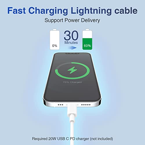 Aukelan USB-C-Lightning Kábel iPhone Töltő 3Pack 6 FT Mpi Hitelesített Gyors Töltés Kábel, Fonott Nylon Usbc, hogy a Villám