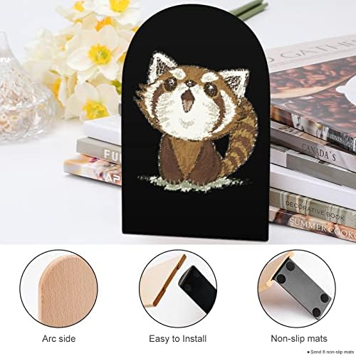 Aranyos Vörös Panda Festmény Fa Bookend Dekoratív Nem csúszós a Könyv Végén 1 Pár 7x5 Inch