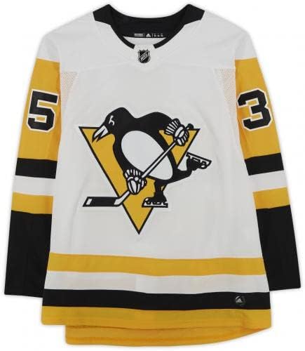Tristan Jarry Pittsburgh Penguins Dedikált Fehér Adidas Hiteles Jersey - Dedikált NHL-Mezek