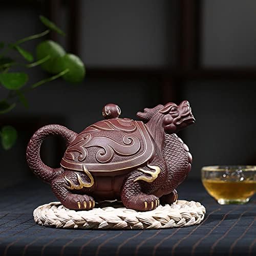 WIONC Lila Agyag Teáskanna A Nyers Érc, Kézzel készített Dragon Turtle Zisha Kínai Drinkware Teaware