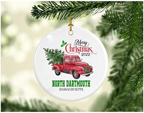 Karácsonyi Dekoráció Fa Boldog Karácsonyt 2022 North Dartmouth Massachusetts Dísz, Vicces Ajándék, Karácsonyi Ünnep, mint