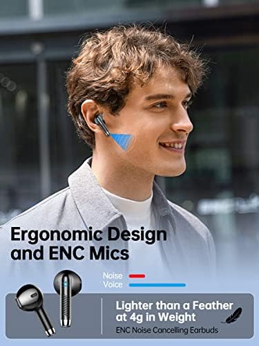 A vezeték nélküli Fülhallgatót Bluetooth 5.3 Fejhallgató Tiszta Hang, 40H Játék, Sport Fülbe Touch Control LED Digitális