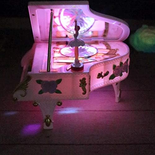 LIUZH Rózsaszín Zongora Zene Doboz LED Zene ékszerdoboz Forgó Balett Lány Music Box Rose Music Box Születésnapi Ajándék