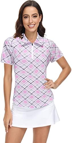 TrendiMax Női 2 Csomag Rövid Ujjú Golf Pólók, Könnyű, Gyors, Száraz Sportos Nyári Sport Kupakos