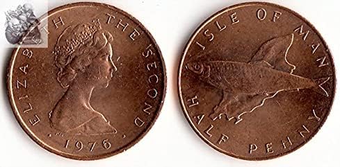 Európai Isle of Man 0.5 Penny 1-2 Penny Érmék 1976-Os Kiadás Külföldi Érmék Emlékmű