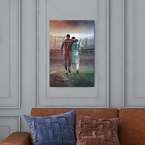 NITDODI Futball Csillagok, Cristiano Ronaldo, Lionel Messi Vászon Plakát Művészet, Fali Dekor (keret nélküli) 16in×24in(40cm×60cm)